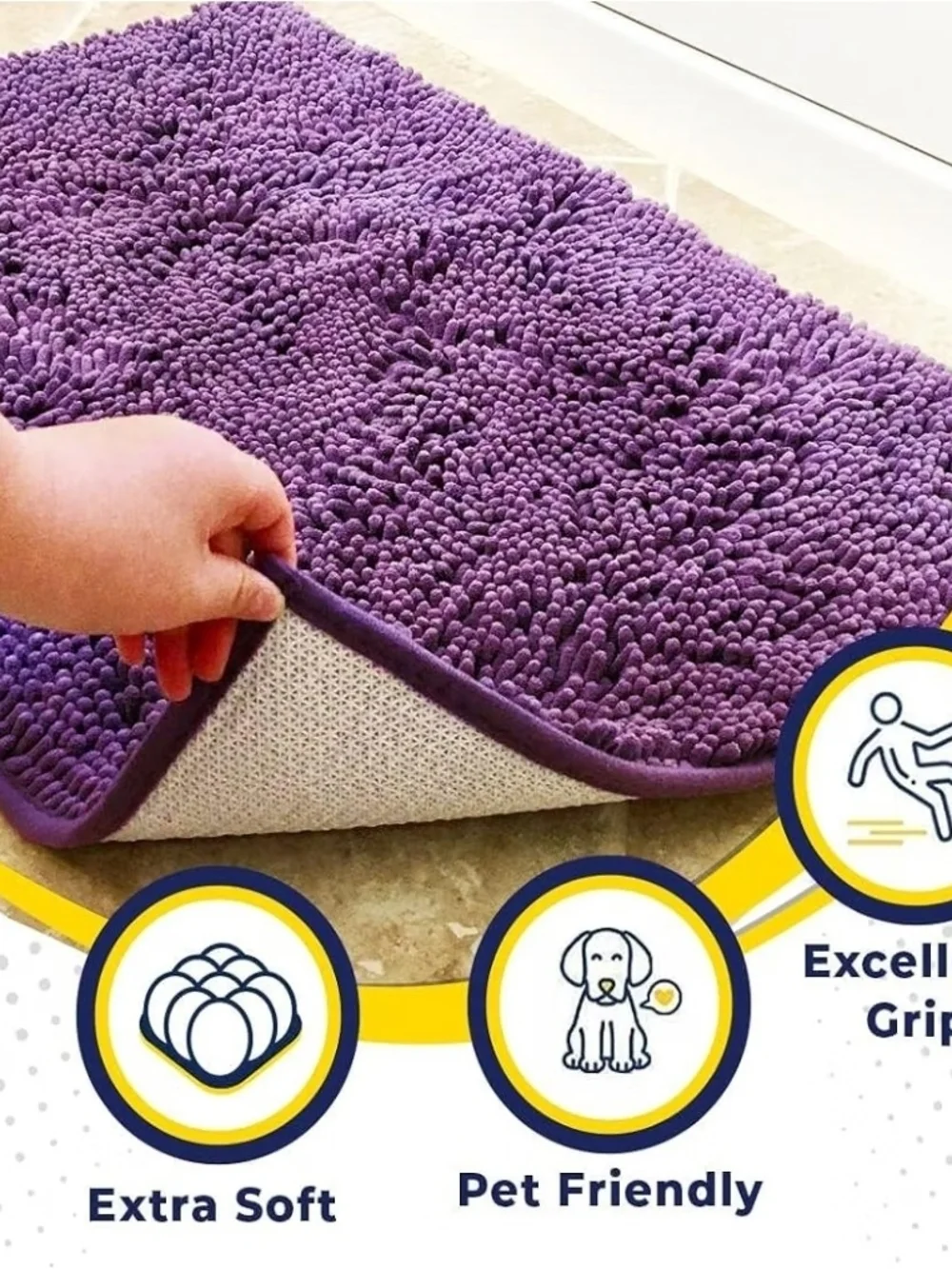 Plush Chenille Bath Rug - Purple